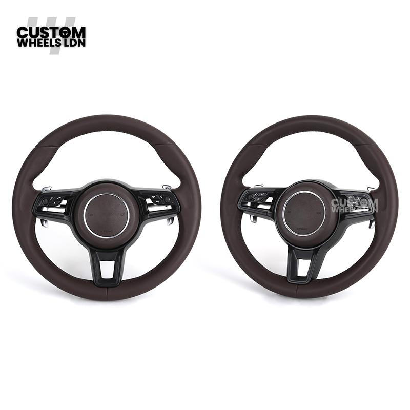 Porsche Custom Steering Wheel – Full Brown Leather | Fits 997, 991, Cayenne, Panamera (2000+ Plug & Play)