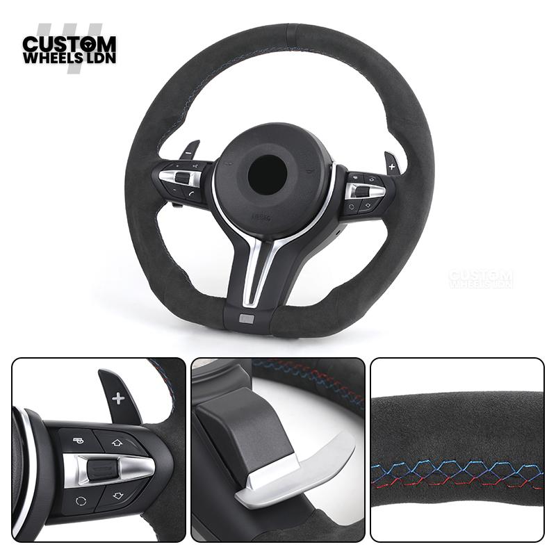 BMW Custom Steering Wheel – Full Alcantara with Smooth Grip & Silver Trim | Fits F20 F22 F30 F32 F36 F10 F06 F13 X1 X3 X4 X5 X6 + More