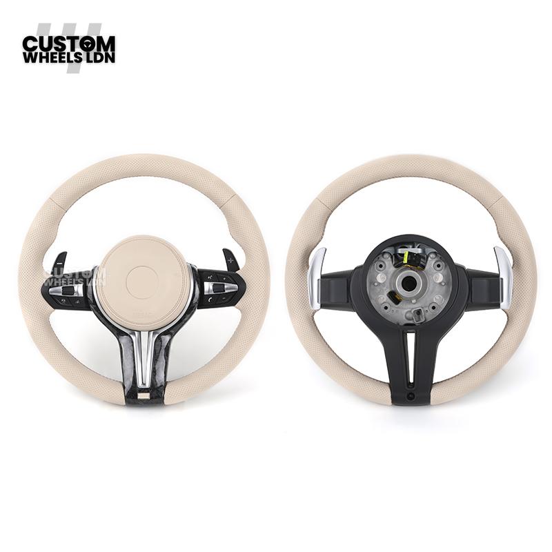 BMW Custom Beige Steering Wheel – Full Perforated Leather | Fits F20 F21 F22 F23 F30 F31 F32 F33 F36 F10 F11 F12 F13 F06 F15 F16 X1 X3 X4 X5 X6 + More