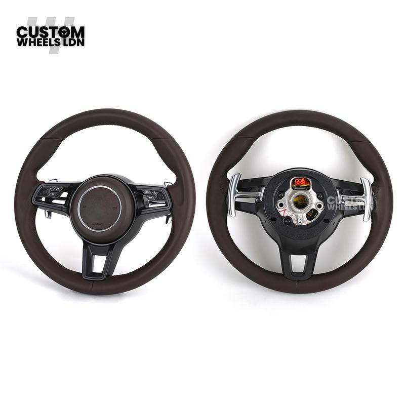 Porsche Custom Steering Wheel – Full Brown Leather | Fits 997, 991, Cayenne, Panamera (2000+ Plug & Play)