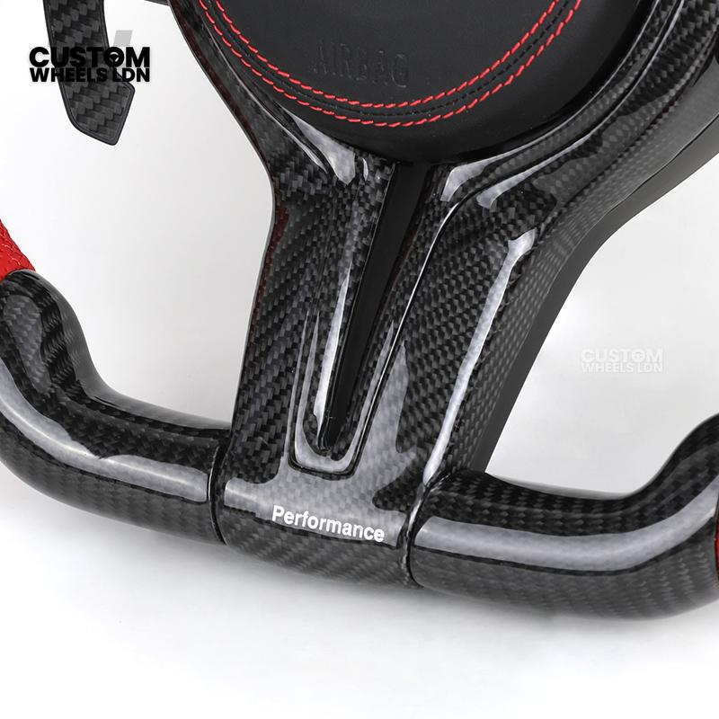 BMW Custom F-Series Carbon Fibre & Red Steering Wheel – Perforated Leather | Fits F20 F22 F30 F32 F36 M2 M3 M4 + more