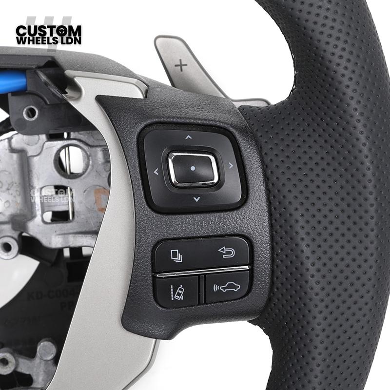 Lexus Custom Steering Wheel, Carbon Fiber Flat Bottom, Perforated Leather Grips, Paddle Cutouts | Fits CT, IS, GS, RX, NX + More | Sporty Retrofit Upgrade | Plug & Play | Built for Comfort & OEM Fitment
