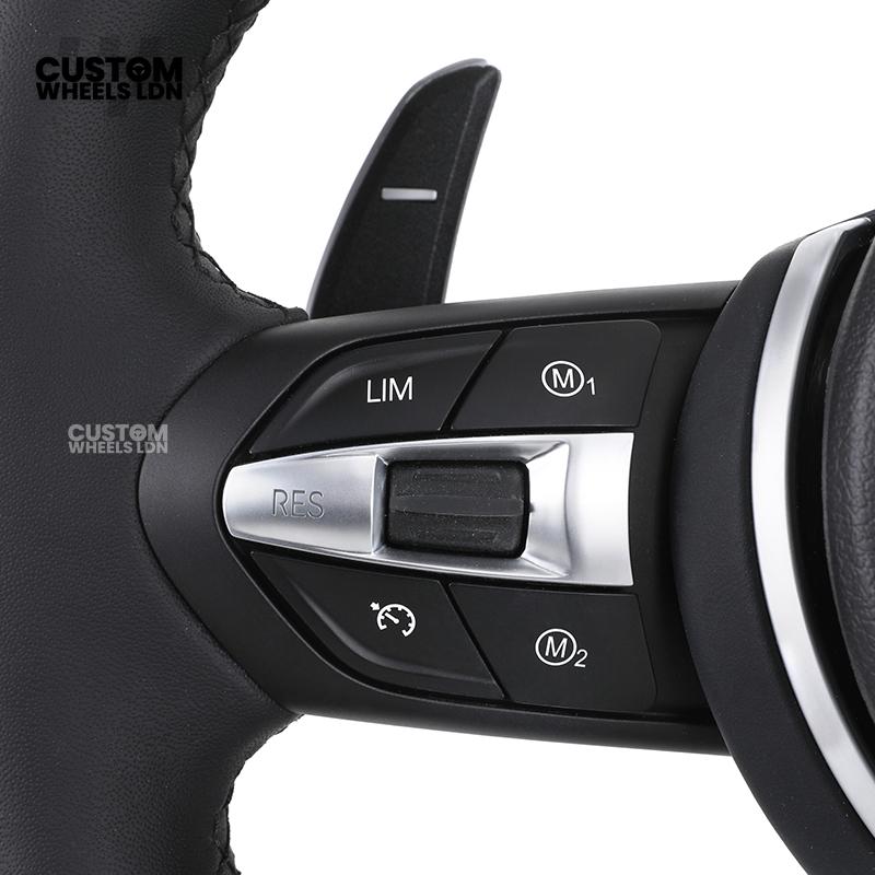 BMW Custom Steering Wheel | Gloss Black Carbon Top and Bottom | Thin Paddles | M Sport | Complete Plug & Play | Fits 1/2/3/4 Series + more