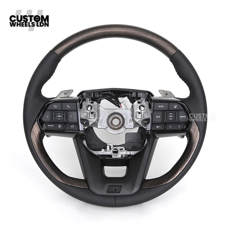 Toyota Custom Steering Wheel – Dark Woodgrain Trim, Perforated Leather, OEM Shape with Paddles | Fits Camry, Auris, Corolla, RAV4 + More | Plug & Play Upgrade | Ideal for Daily Use or Executive Builds