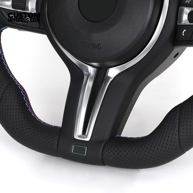 BMW Custom Flat Bottom Steering Wheel – Perforated Leather with M-Stitching | Fits F20 F22 F30 F32 F36 F10 F06 F13 X1 X3 X4 X5 X6 + More