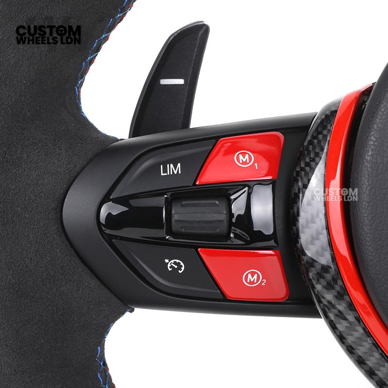 BMW Custom Flat Bottom Steering Wheel – Smooth Leather & Alcantara with Red Trim & Stripe | Fits F20 F22 F30 F32 F36 F10 F06 F13 X1 X3 X4 X5 X6 + More