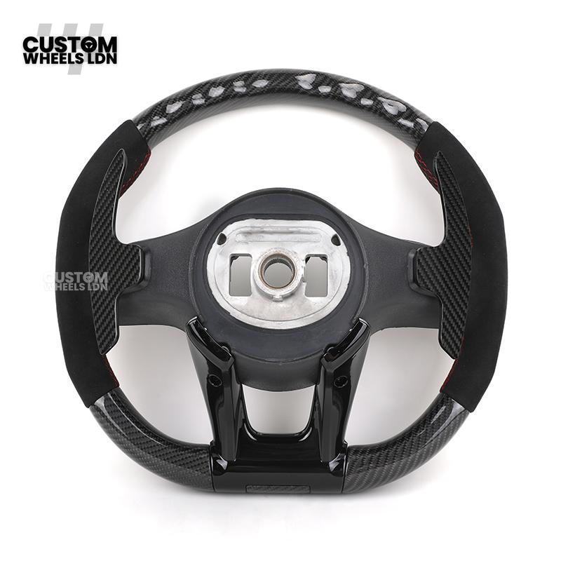 rcedes Custom AMG Steering Wheel Carbon Fibre & Alcantara | Red Stitching | Flat Bottom | Paddle Shifters | Complete Retrofit | Fits GLC, GLE, C-Class, E-Class, W205, W213 + more
