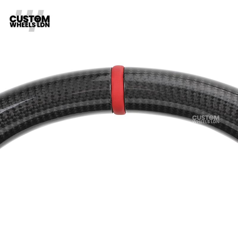 Mercedes Custom Steering Wheel | AMG Style Carbon with Red Stitching & Stripe | Black Trim + Red AMG Badge | Complete Retrofit for Older Models | Fits W205 W204 W212 W213 W218 W207 + more