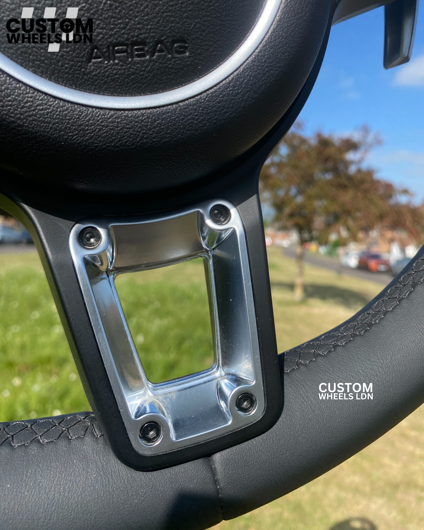 Porsche Custom Steering Wheel – Black Smooth Leather with Chrome Trim | Fits 991, 997, 981, Panamera, Cayenne + more (2000+ Plug & Play | PDK/Tiptronic)