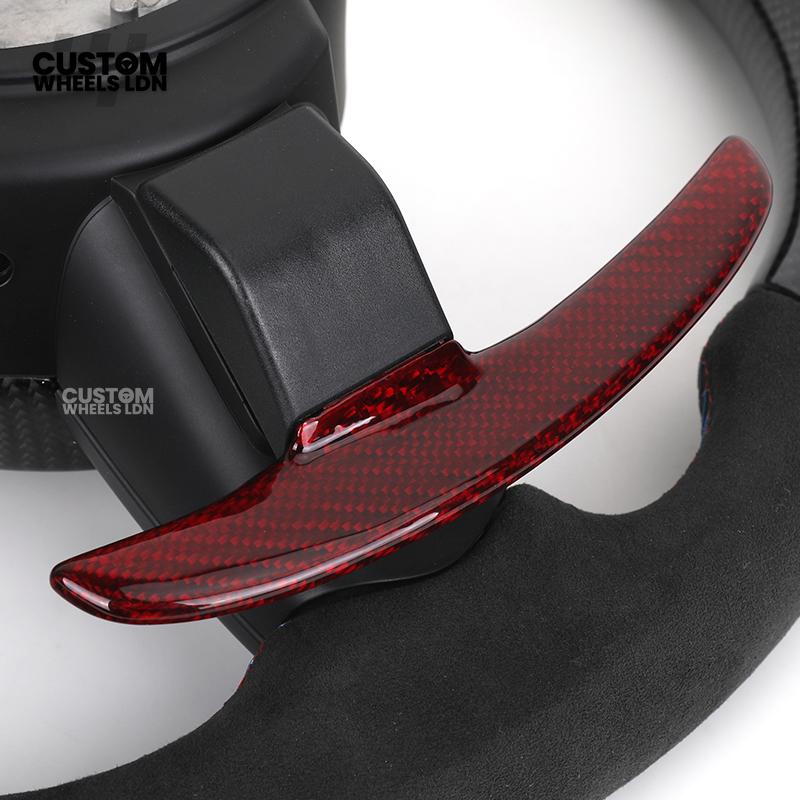 BMW Custom Carbon Fibre Steering Wheel – Red Paddle Set | Alcantara Sides | Track Style | Plug & Play | Fits F20, F22, F30, F32, F36, M2, M3, M4 + more