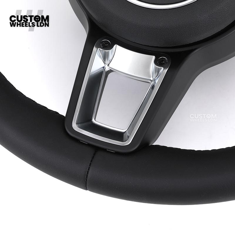 Porsche Custom Steering Wheel – Black Leather with Chrome Trim | Fits 997, 991, Panamera, Cayenne, Cayman (2000+ Plug & Play)