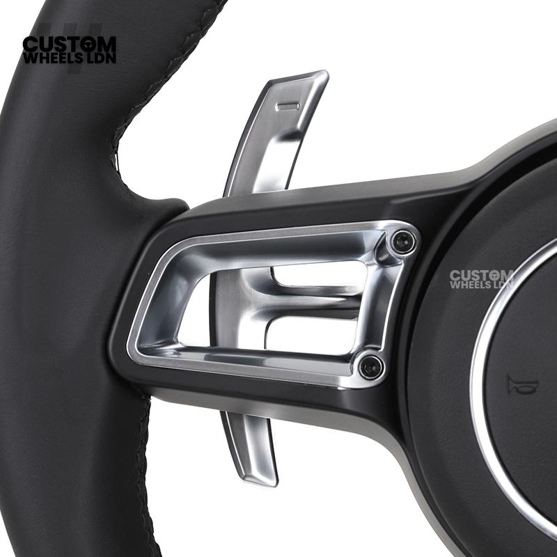 Porsche Custom Steering Wheel – Black Leather with Chrome Trim | Fits 997, 991, Panamera, Cayenne, Cayman (2000+ Plug & Play)