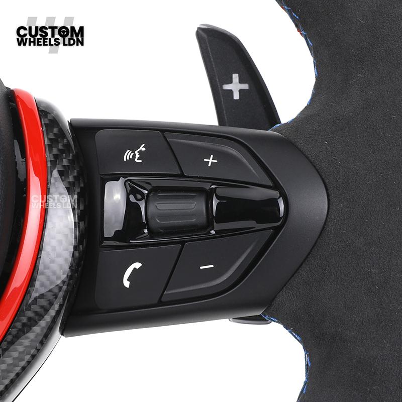 BMW Custom Flat Bottom Steering Wheel – Smooth Leather & Alcantara with Red Trim & Stripe | Fits F20 F22 F30 F32 F36 F10 F06 F13 X1 X3 X4 X5 X6 + More