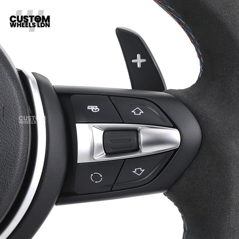 BMW Custom Steering Wheel – Full Alcantara with Smooth Grip & Silver Trim | Fits F20 F22 F30 F32 F36 F10 F06 F13 X1 X3 X4 X5 X6 + More