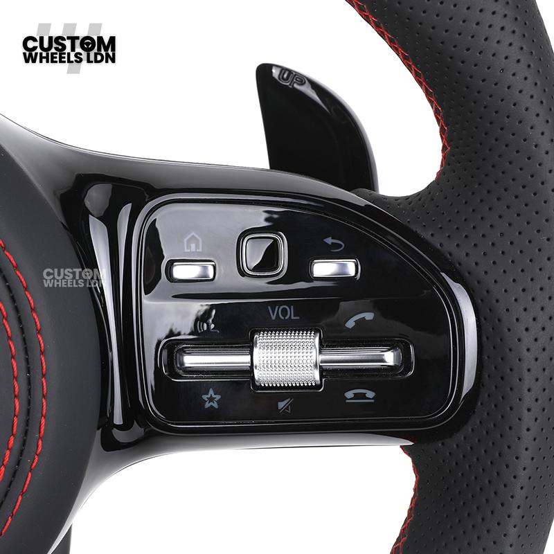 Mercedes Custom Steering Wheel | AMG Style Carbon with Red Stitching & Stripe | Black Trim + Red AMG Badge | Complete Retrofit for Older Models | Fits W205 W204 W212 W213 W218 W207 + more