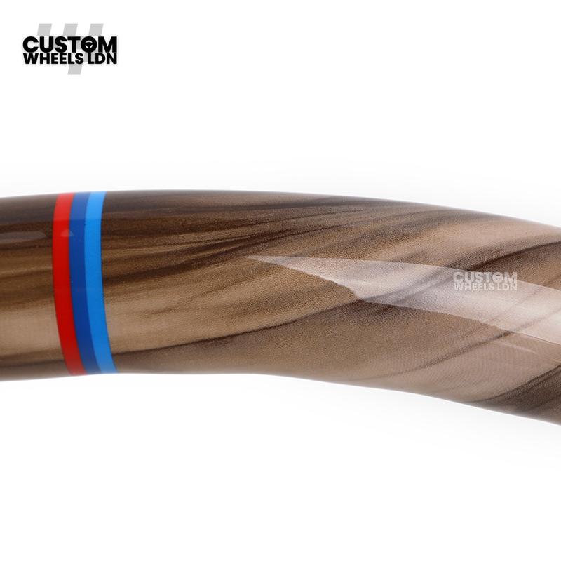 BMW Custom G-Series Steering Wheel – Gloss Wood Carbon, Flat Bottom, Alcantara Airbag – Fits G20 G21 G22 G30 G15 G05 G07 + more