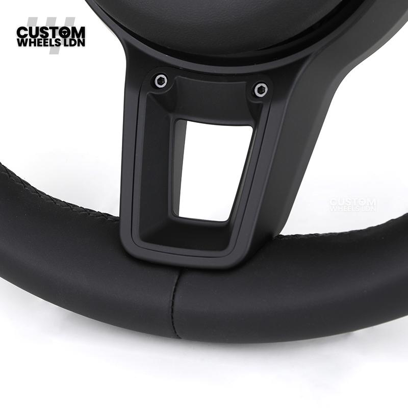 Porsche Custom Steering Wheel – All Black Smooth Leather with Black Trim | Fits 997, 991, Panamera, Cayenne, Cayman (2000+ Plug & Play)