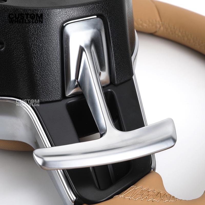 Porsche Custom Steering Wheel – Beige Leather with Chrome Trim | Fits 997, 991, Panamera, Cayenne, Cayman (2000+ Plug & Play)