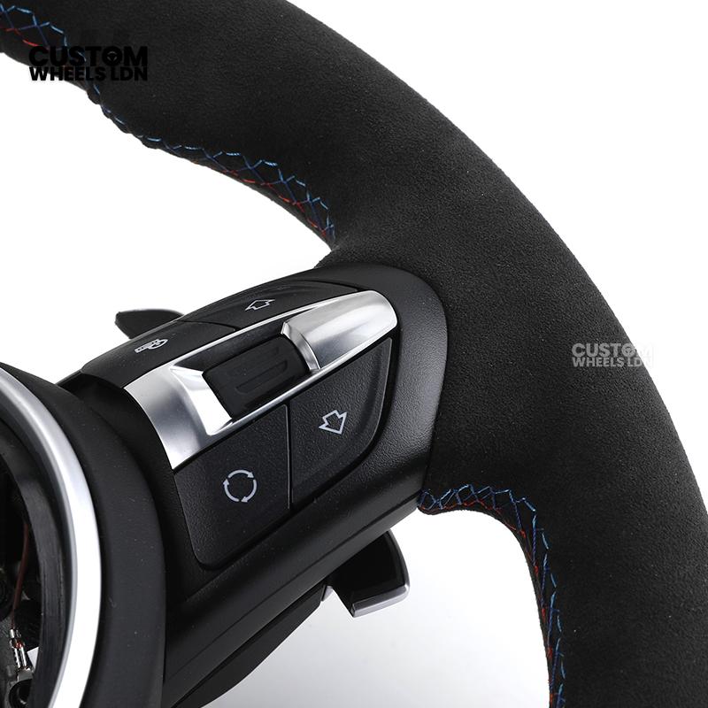 BMW Custom Steering Wheel – Full Alcantara with M Stitching & Silver Trim | Fits F20 F22 F30 F32 F36 F10 F06 F13 X1 X3 X4 X5 X6 + More