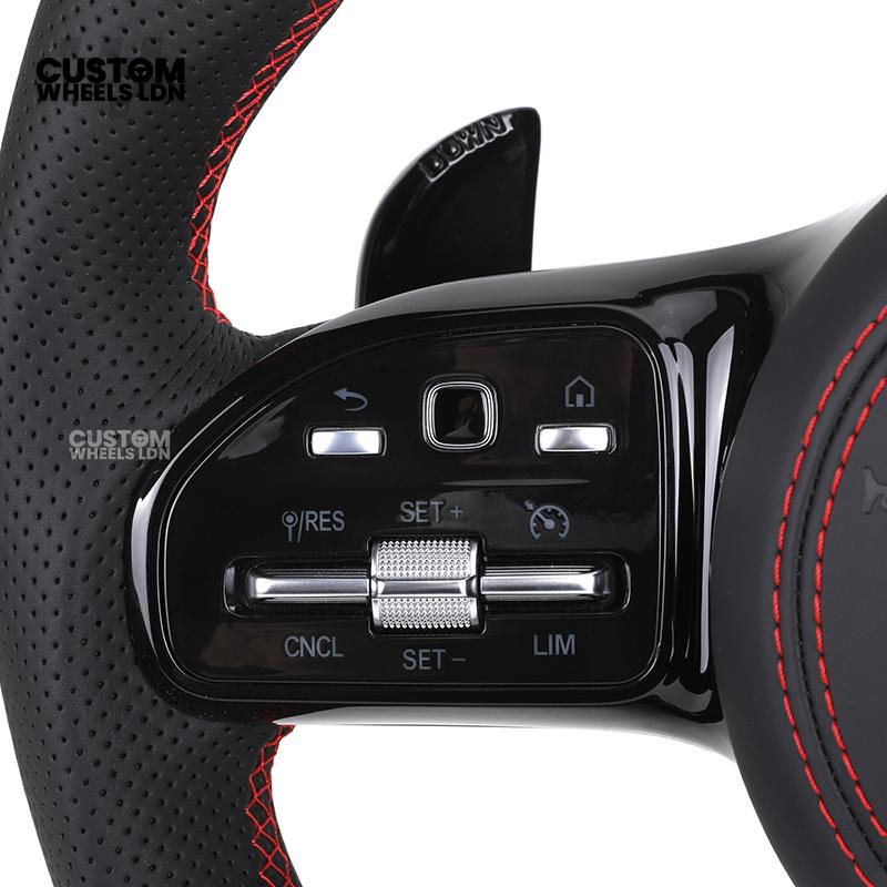 Mercedes Custom Steering Wheel | AMG Style Carbon with Red Stitching & Stripe | Black Trim + Red AMG Badge | Complete Retrofit for Older Models | Fits W205 W204 W212 W213 W218 W207 + more