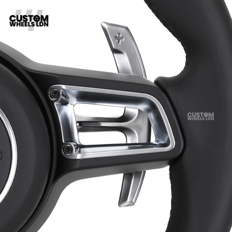 Porsche Custom Steering Wheel – Black Leather with Chrome Trim | Fits 997, 991, Panamera, Cayenne, Cayman (2000+ Plug & Play)