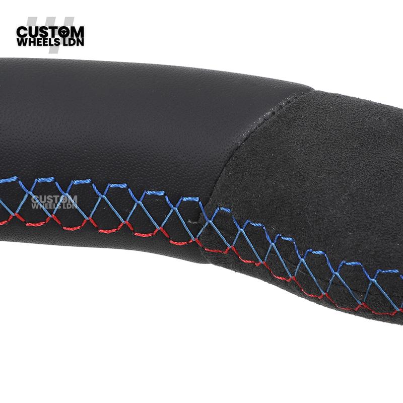 BMW Custom Flat Bottom Steering Wheel – Smooth Leather & Alcantara with Red Trim & Stripe | Fits F20 F22 F30 F32 F36 F10 F06 F13 X1 X3 X4 X5 X6 + More