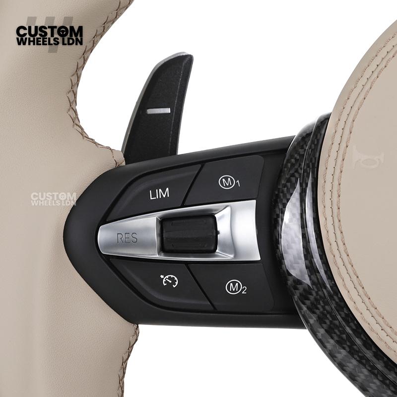 BMW Custom F-Series Carbon & Cream Leather Steering Wheel – M Stripe | Fits F20 F22 F30 F32 F36 M2 M3 M4 + more
