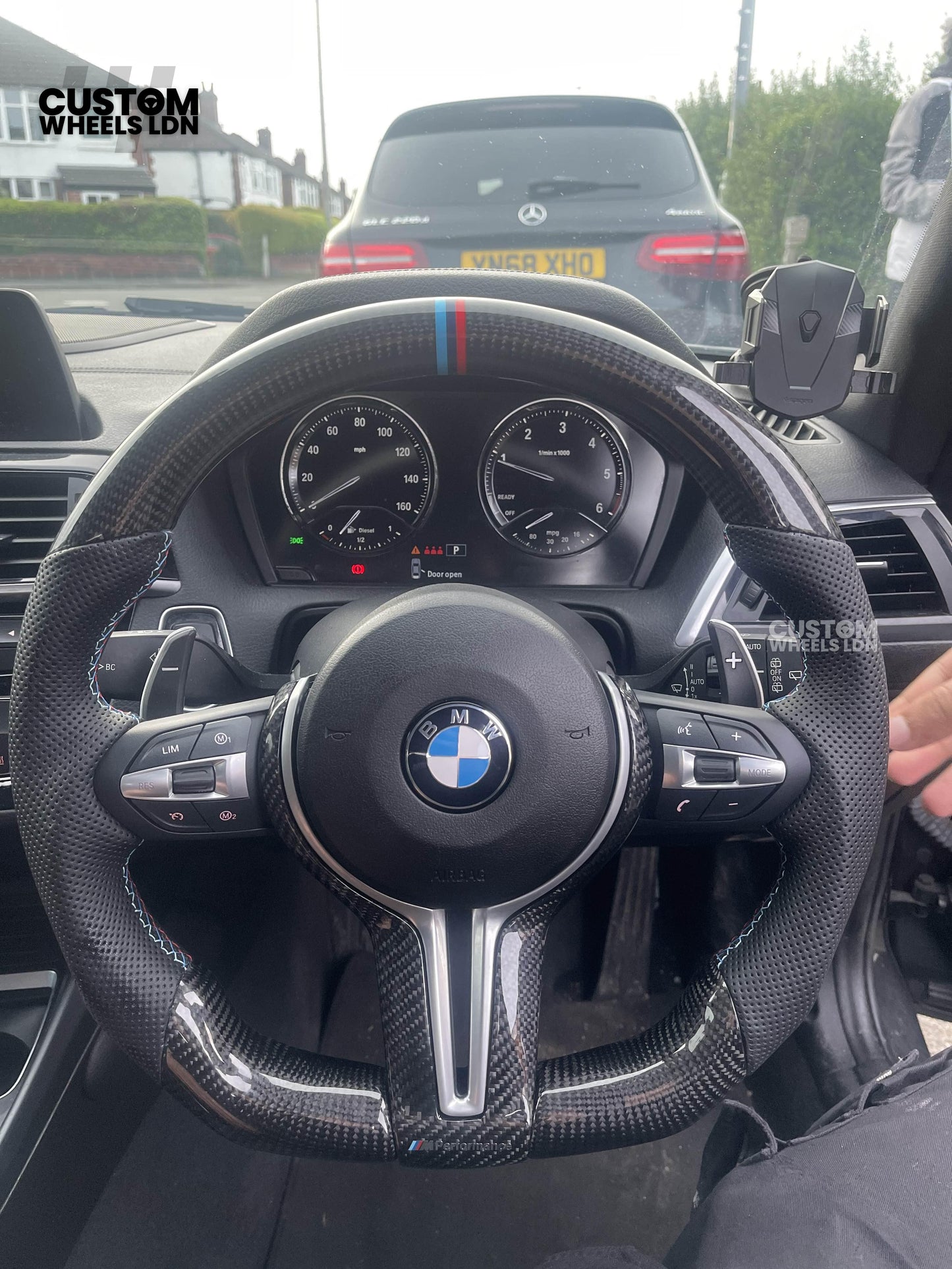 BMW Custom Carbon Fibre Steering Wheel – M-Stripe Top Marker | Perforated Leather Grip | Plug & Play | Fits older models