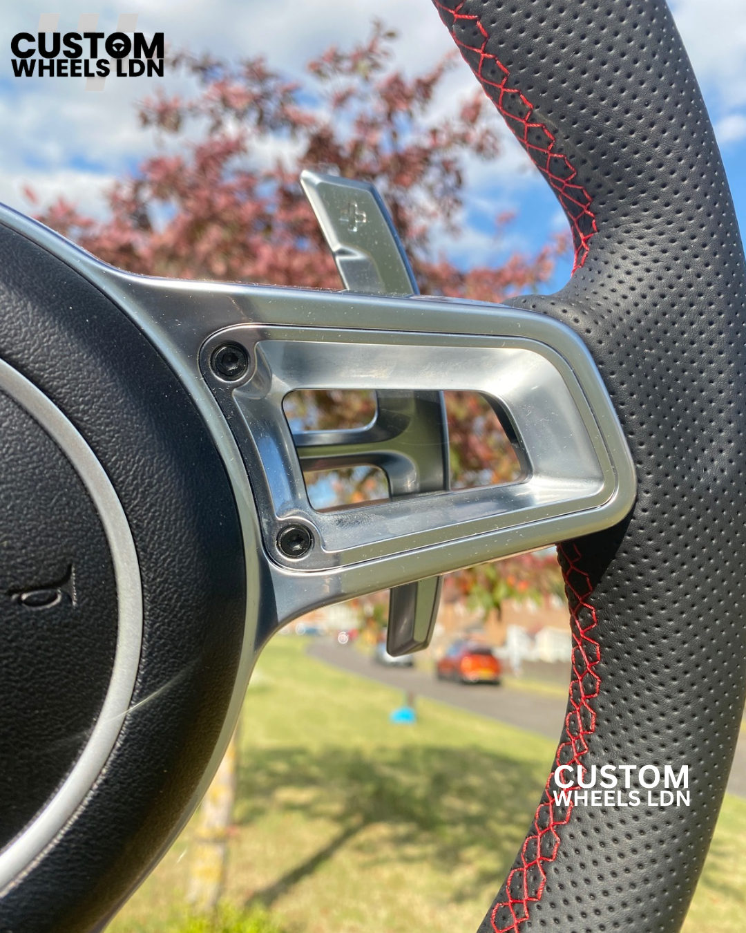 Porsche Custom Steering Wheel GT3 RS Style – Red Stripe – Fits 911, Cayman, Boxster, Carrera (PDK & Tiptronic, 2000+)