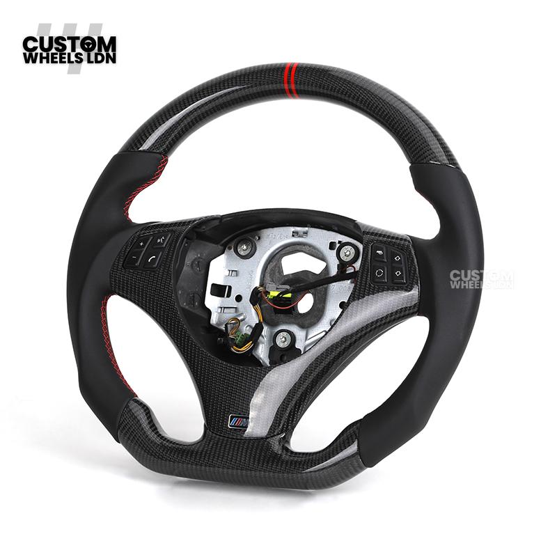 BMW Custom E-Series Carbon Fibre Steering Wheel – Red Centre Stripe | M-Sport Style | Plug & Play | Fits older models