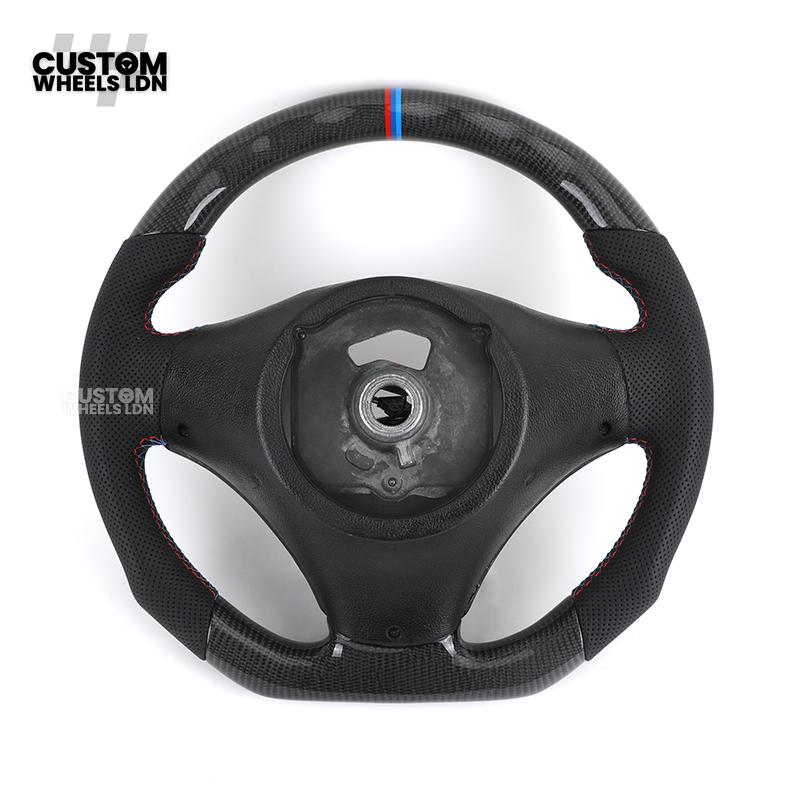 BMW Custom E-Series Carbon Fibre Steering Wheel – M-Stripe Top Marker | Perforated Leather Grip | Plug & Play | Fits older models