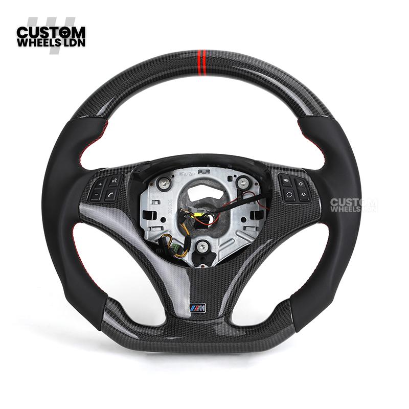 BMW Custom E-Series Carbon Fibre Steering Wheel – Red Centre Stripe | M-Sport Style | Plug & Play | Fits older models
