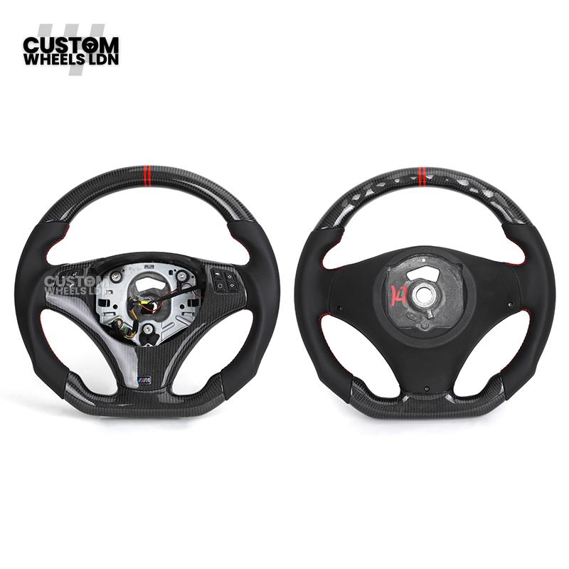 BMW Custom E-Series Carbon Fibre Steering Wheel – Red Centre Stripe | M-Sport Style | Plug & Play | Fits older models