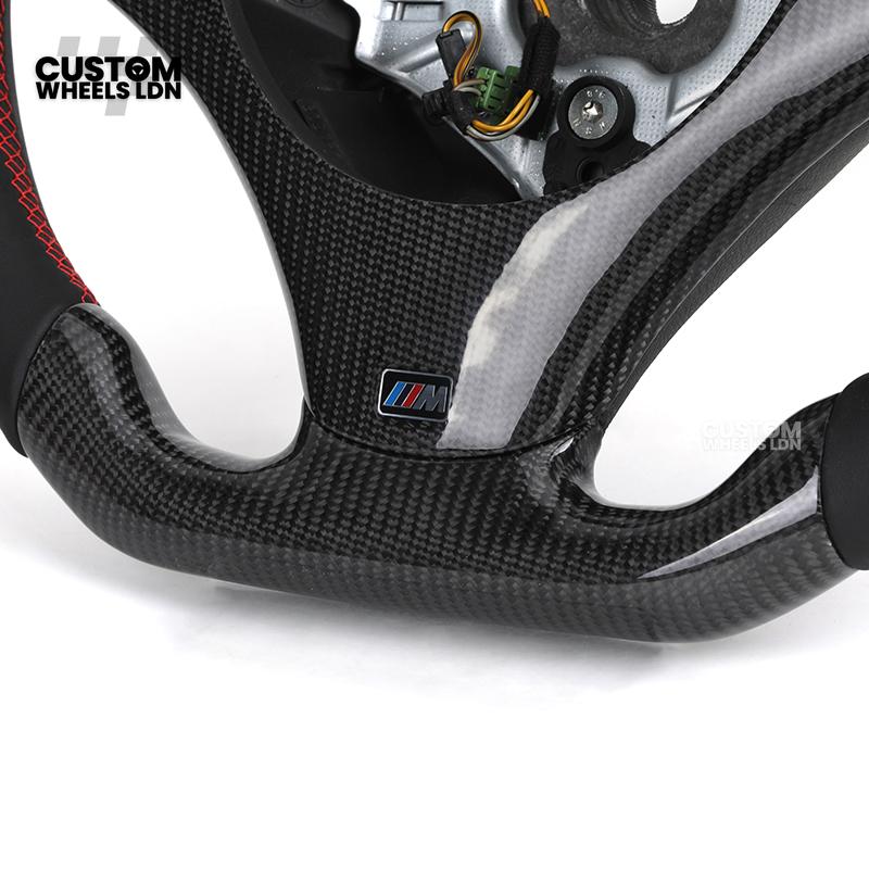 BMW Custom E-Series Carbon Fibre Steering Wheel – Red Centre Stripe | M-Sport Style | Plug & Play | Fits older models
