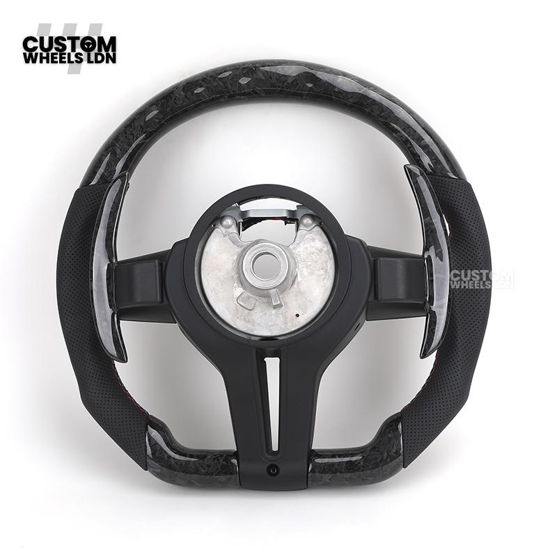 BMW Custom Forged Carbon LED Steering Wheel | Paddle Shifters | Flat Bottom | Fits 1 2 3 4 5 Series (F & E Series) + more | Complete Plug & Play