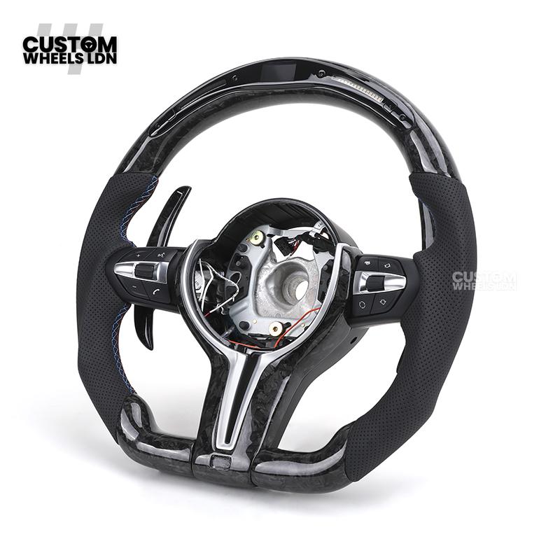 BMW Custom Forged Carbon LED Steering Wheel | Paddle Shifters | Flat Bottom | Fits 1 2 3 4 5 Series (F & E Series) + more | Complete Plug & Play