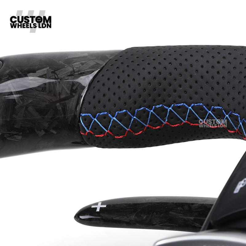 BMW Custom Forged Carbon LED Steering Wheel | Paddle Shifters | Flat Bottom | Fits 1 2 3 4 5 Series (F & E Series) + more | Complete Plug & Play
