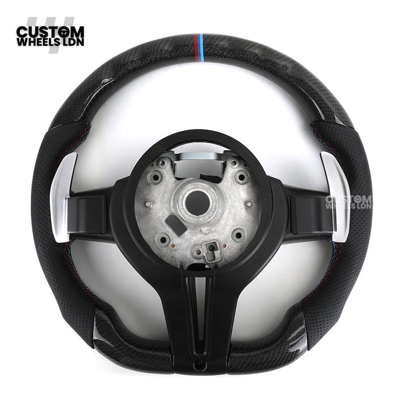 BMW Custom Carbon Fibre Steering Wheel – M-Stripe Top Marker | Perforated Leather Grip | Plug & Play | Fits older models