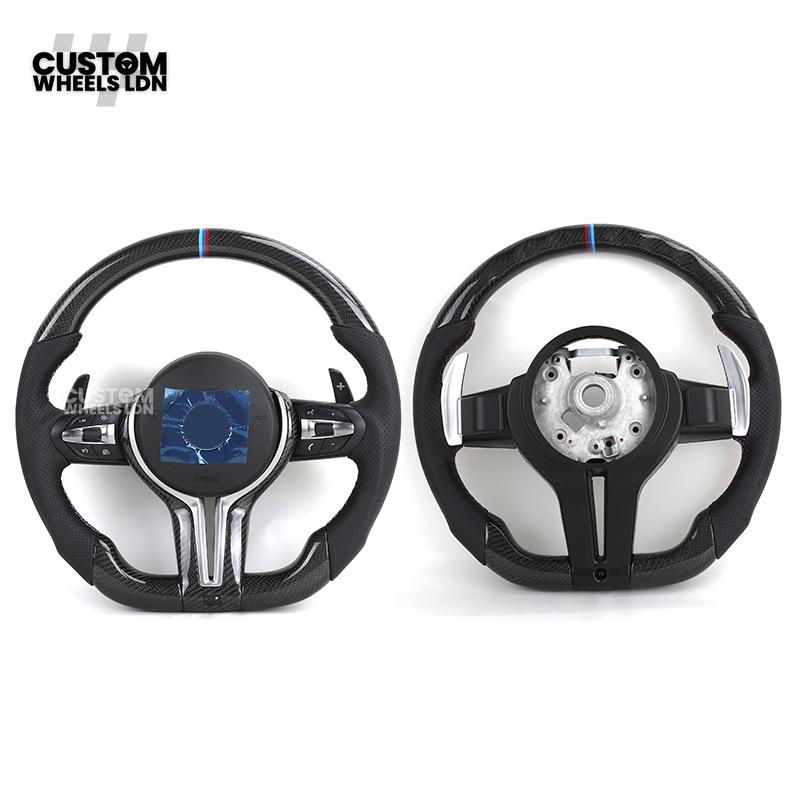 BMW Custom Carbon Fibre Steering Wheel – M-Stripe Top Marker | Perforated Leather Grip | Plug & Play | Fits older models
