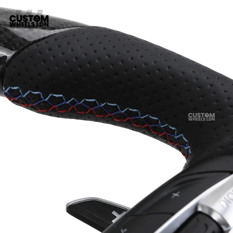 BMW Custom Carbon Fibre Steering Wheel – M-Stripe Top Marker | Perforated Leather Grip | Plug & Play | Fits older models