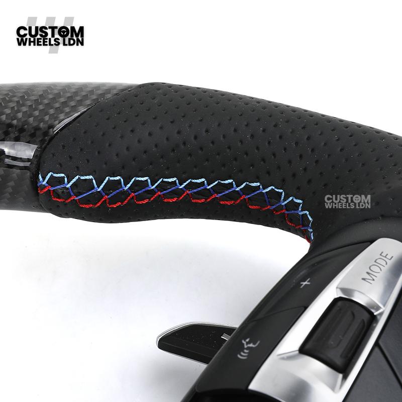 BMW Custom Carbon Fibre Steering Wheel – M Stitches | Perforated Leather Grip | Plug & Play | Fits older models