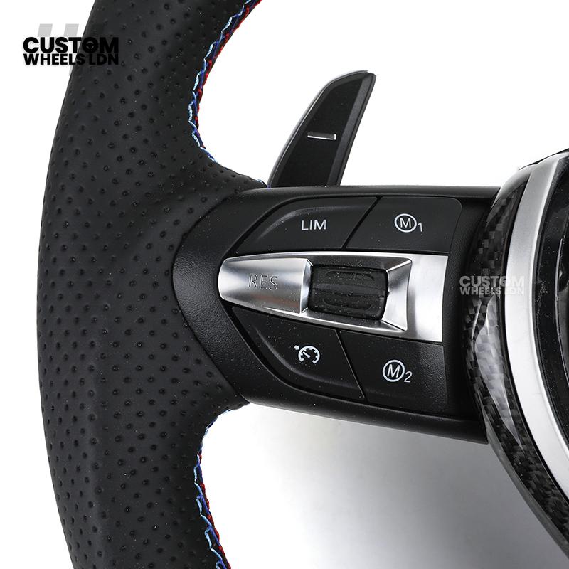 BMW Custom Carbon Fibre Steering Wheel – M Stitches | Perforated Leather Grip | Plug & Play | Fits older models