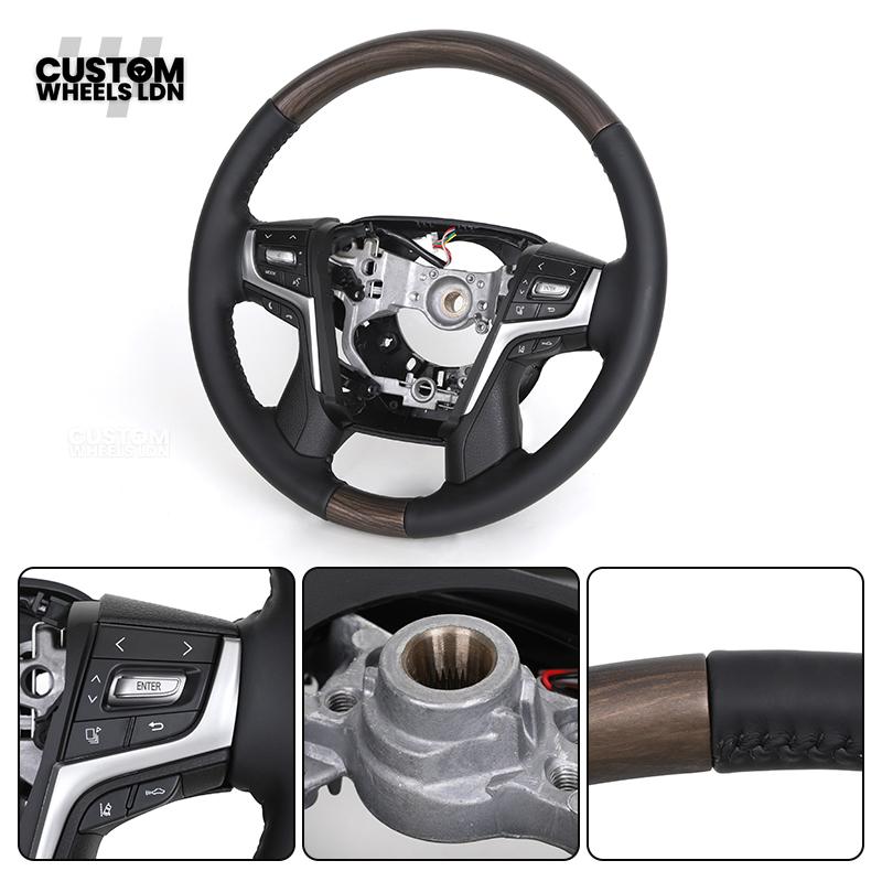 Toyota Custom Steering Wheel – Black Gloss Trim, Classic Leather Finish, OEM Shape | Fits Auris, Corolla, Prius, RAV4 + More | Plug & Play | Comfortable Daily Upgrade
