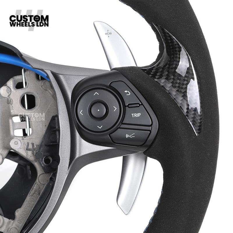 Toyota Custom GR86 Steering Wheel – Carbon Fiber, Flat Bottom, GR Badge, Paddle Shifters | Fits GT86, GR86, BRZ, Auris + More | Plug & Play | Full Customisation Available | Upgrade for Older Models
