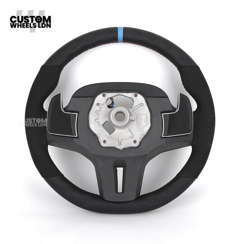 BMW Custom G-Series Flat Bottom Steering Wheel – Blue Stripe – Fits G20 G21 G22 G42 G80 G87 + more