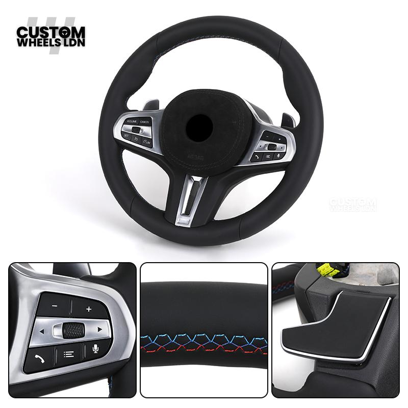 BMW Custom G-Series Steering Wheel – Alcantara Airbag, Smooth Leather Grip – Fits G20 G21 G30 G12 G15 G05 G07 + more
