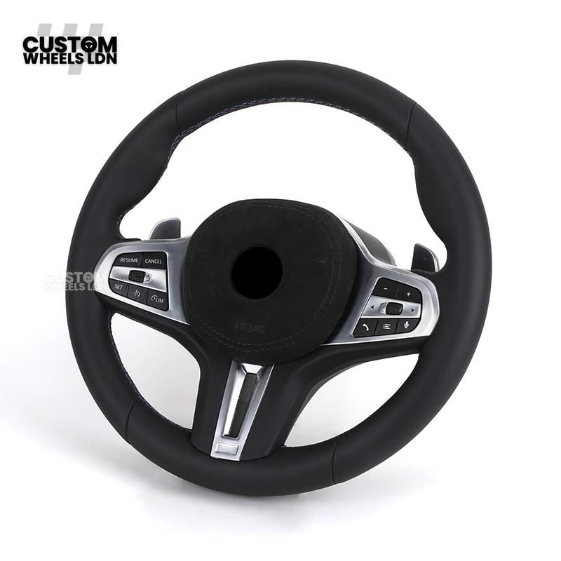 BMW Custom G-Series Steering Wheel – Alcantara Airbag, Smooth Leather Grip – Fits G20 G21 G30 G12 G15 G05 G07 + more