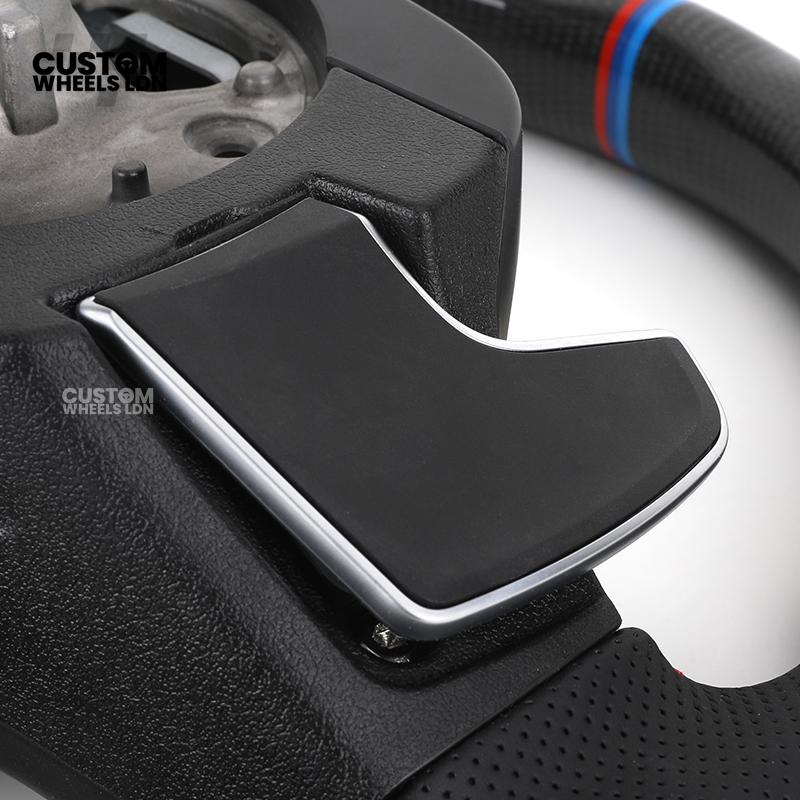 BMW Custom G Series Carbon Steering Wheel – Flat Bottom – Brushed Silver Trim – Fits G20 G21 G22 G23 G30 G31 G32 G14 G15 G16 G01 G02 + more
