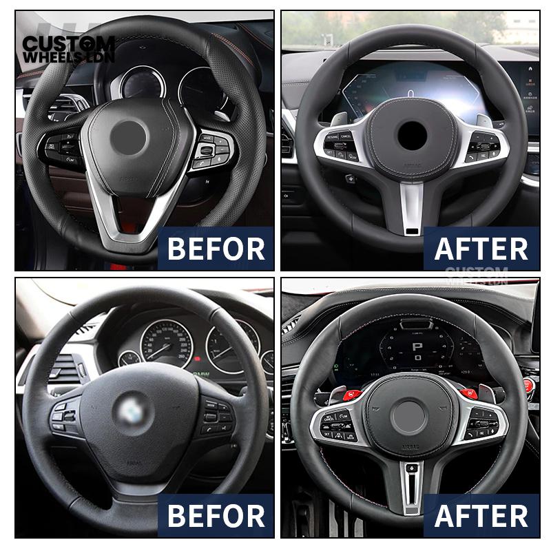BMW Custom G-Series Steering Wheel – Alcantara Airbag, Smooth Leather Grip – Fits G20 G21 G30 G12 G15 G05 G07 + more