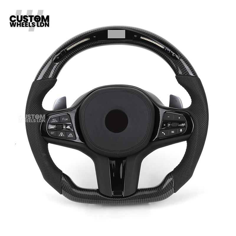 BMW Custom G-Series Flat Bottom Carbon LED Steering Wheel – Fits G20 G21 G22 G42 G80 G87 + more